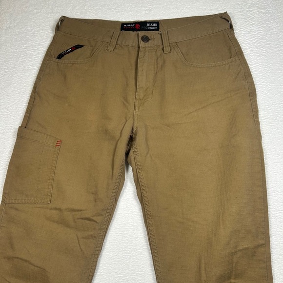 Ariat Other - Ariat FR M4 Crossfire Pants Relaxed Straight Work Mens 32x30 Khaki Tan Ripstop